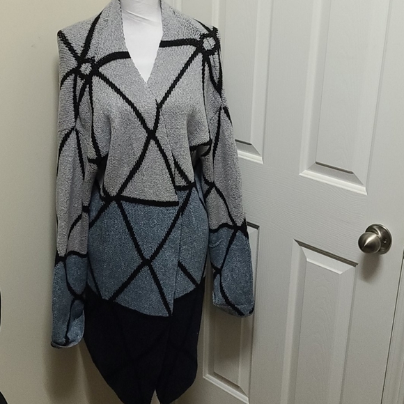 NWT Joseph A Ombre Grid Cardigan - Picture 1 of 6